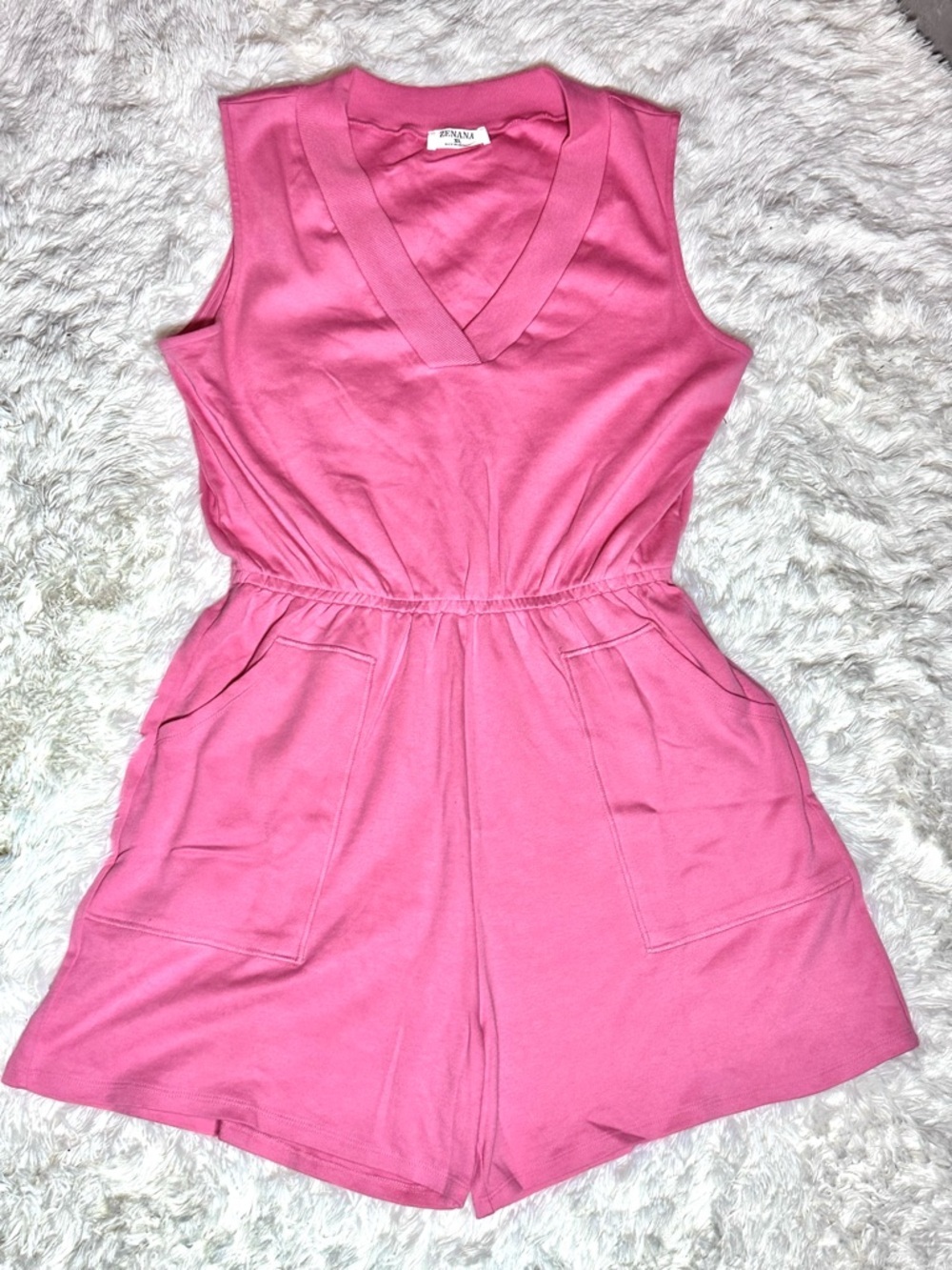 🇺🇸 Sale Zenana- Pink V-Neck Sleeveless Romper